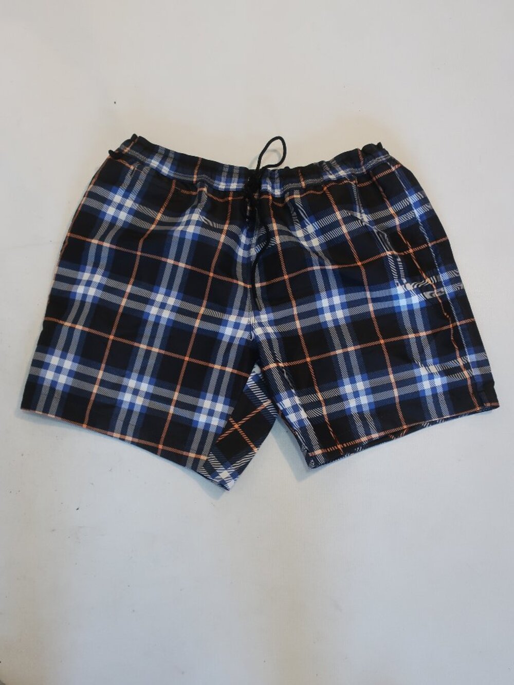 Mens Burberry Black Blue White (Item- 69) Plaid Brief Lined Swim Trunks L